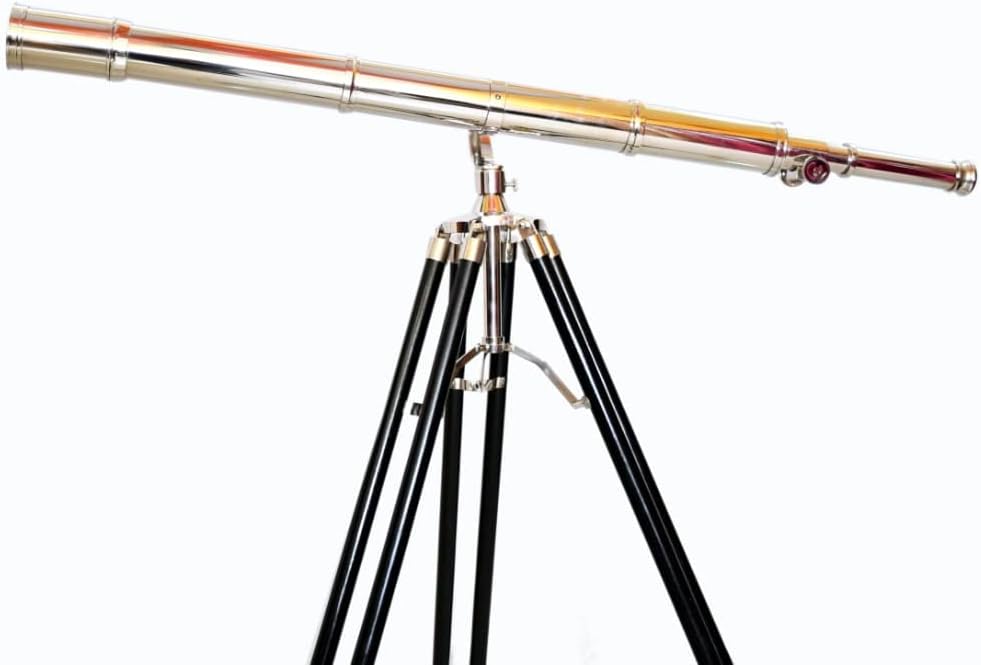 Vintage Single Barrel Brass Telescope on Tripod Stand