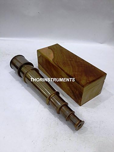 Nautical Antique Brass Telescope with Wooden Box Gift