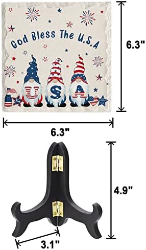 Independence Day Decorative Sign with Wooden Stand