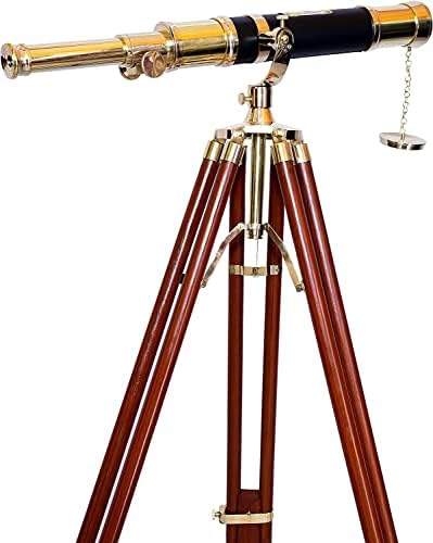 Nautical Solid Brass Telescope with Wooden Tripod
