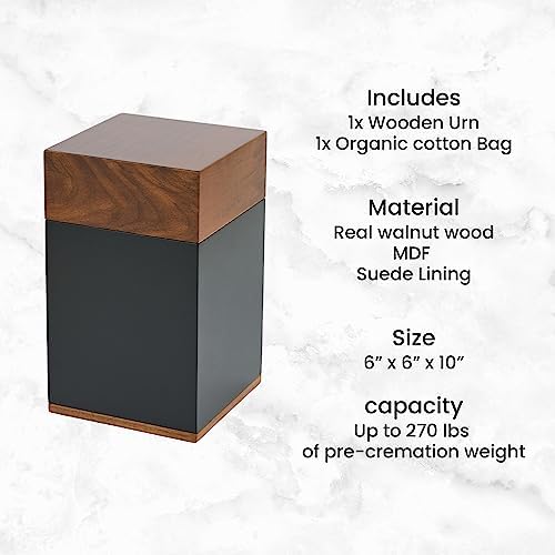 AspenStudio Black Walnut Cremation Urn Handcrafted TSA Approved Urn