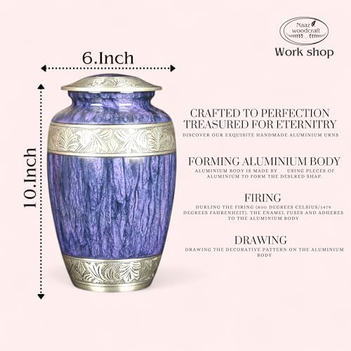 Elegant Purple Metal Cremation Urn for Adult Ashes