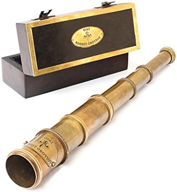 Antique Brass 18 Telescope with Wooden Box Nautical Decor Gift