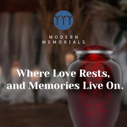 Handcrafted Cremation Urn for Human Ashes - Large Red Black Memorial Urn