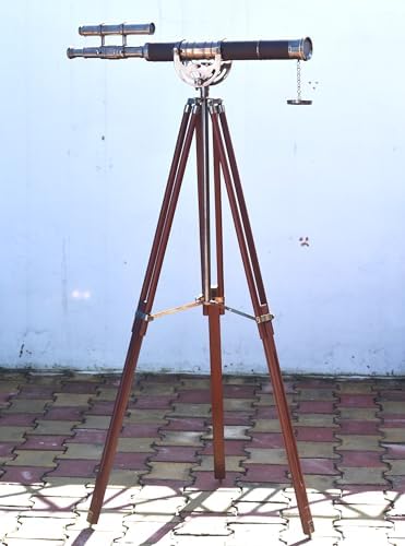 FOR MY SON Antique Brass Telescope with Wooden Stand