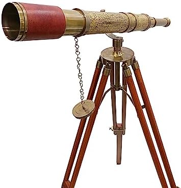 Vintage Royal Moon Arc Telescope with Brown Leather and Brass Finish