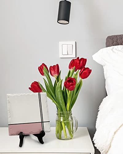 Farmhouse Pink Ceramic Desk Decor with Wooden Stand