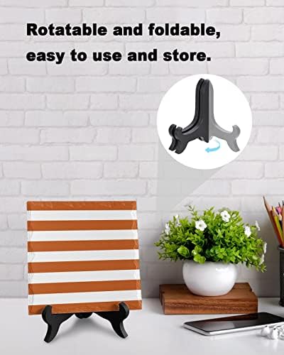 Orange and White Striped Desk Decor with Wooden Stand