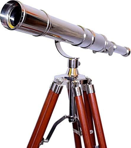 Nautical Maritime Brass Telescope with Wooden Tripod Stand