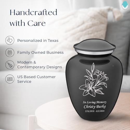 GetUrns Personalized Lily Cremation Urn for Human Ashes 200 lbs