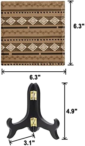 Brown Boho Desk Decorative Plaque with Wooden Stand