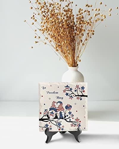 4th of July Ceramic Desk Plaque with Wooden Stand