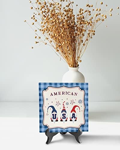 Independence Day Desk Decor with Wooden Stand