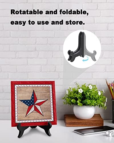 Independence Day Stars Ceramic Desk Plaque with Wooden Stand
