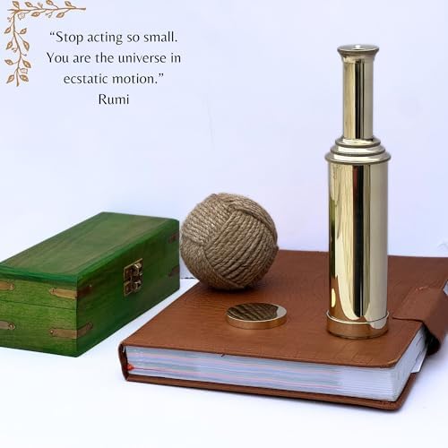 Vintage Mini Pirate Spyglass Brass Telescope with Wooden Box