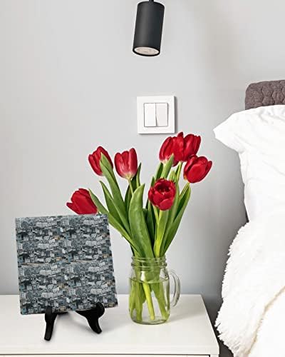 Modern Cityscape Desk Decor with Wooden Stand
