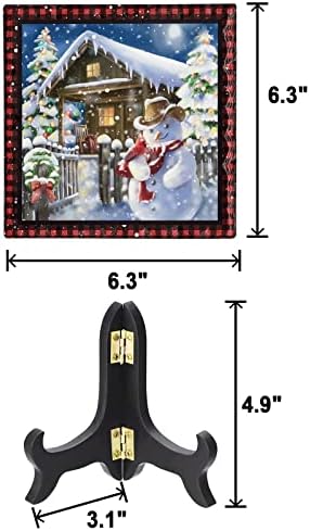 Wooden Stand Christmas Plaque with Ceramic Design