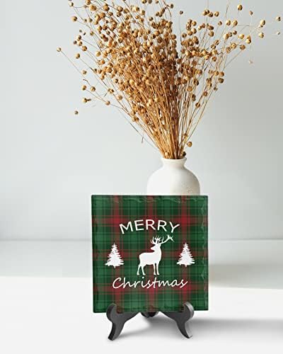 LEOSUCRE Christmas Desk Decor Plaque with Stand