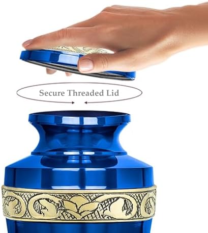 Trupoint Memorials Large Grecian Blue and Gold Cremation Urn