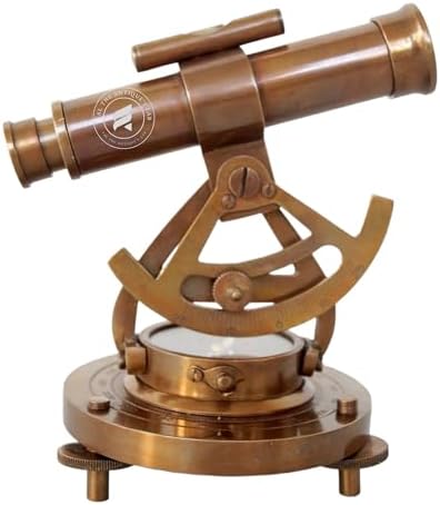 TAL The Antiques Lab 5 Inch Brass Alidade Telescope with Base Compass