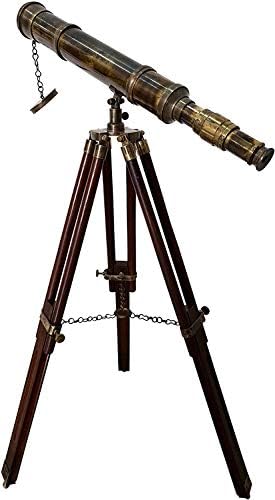 Antique Finish Nautical Telescope with Wooden Stand