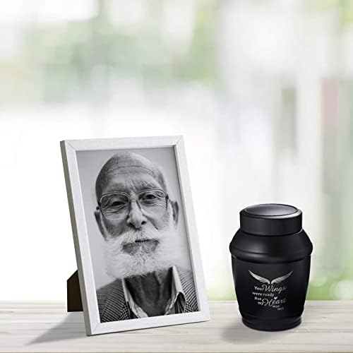 Black Angel Wings Cremation Urn 57 Inches Medium Size