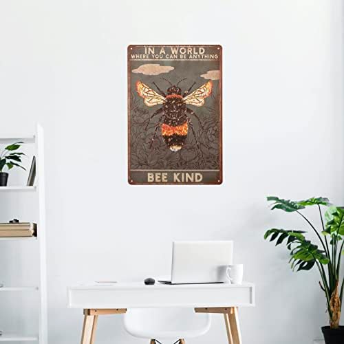 Retro Floral Art Tin Sign Be Kind Metal Plaque 8x12 Inch Wall Decor