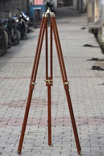 Brass Antique Telescope with Wooden Tripod Stand 18 Inch