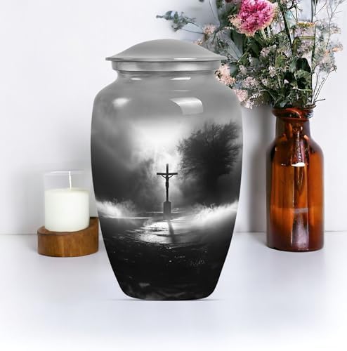 Jesus Cross Urn Set - Large with Velvet Bag and Small