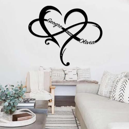 Personalized Love Heart Infinity Metal Sign