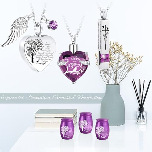 Cremation Urn Necklace Set of 6 - Small Urns for Human and Pet Ashes