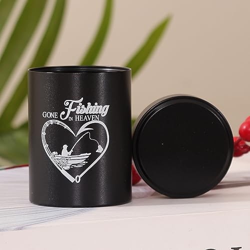 7 Cubic Inches Mini Cremation Urn Set of 1 Black Fishing