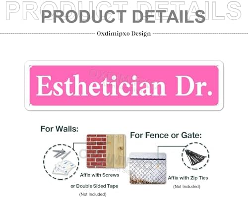 Metal Sign Esthetician DR Funny Pink Road Plaque Wall Art Decor