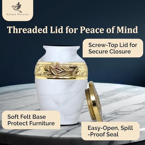 Solace Forever Small Urn for Human Ashes - White Small