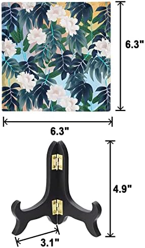 Colorful Leaf Design Desk Decor Ceramics Plaque with Wooden Stand