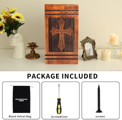 Handcrafted Wood Cross Urn for Human Ashes