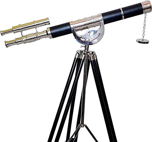 Nautical Floor Standing Brass Telescope with Chrome Finish
