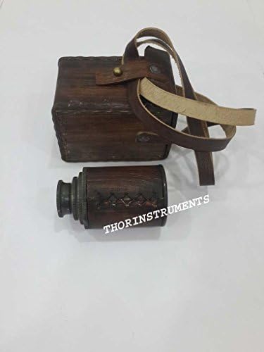 Antique Style 6 Inch Telescope with Brown Leather Case