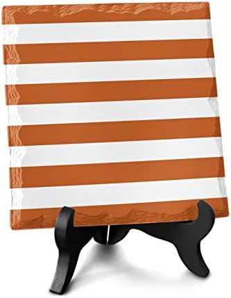 Orange and White Striped Desk Decor with Wooden Stand