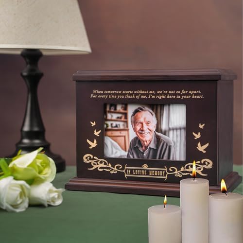Cremation Urns for Human Ashes Walnut Wooden Urn with Picture Frame