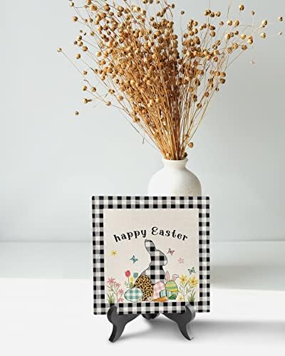 Easter Bunny Decorative Desk Plaque with Wooden Stand 1