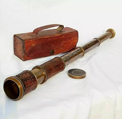 Vintage Telescope with Brass and Leather Finish