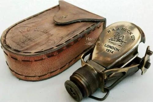 Antique Brass Monocular Binocular Nautical Telescope Vintage Spyglass Scope with Leather Case Gift