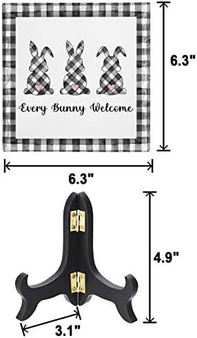 Easter Bunny Decorative Plaque with Wooden Stand