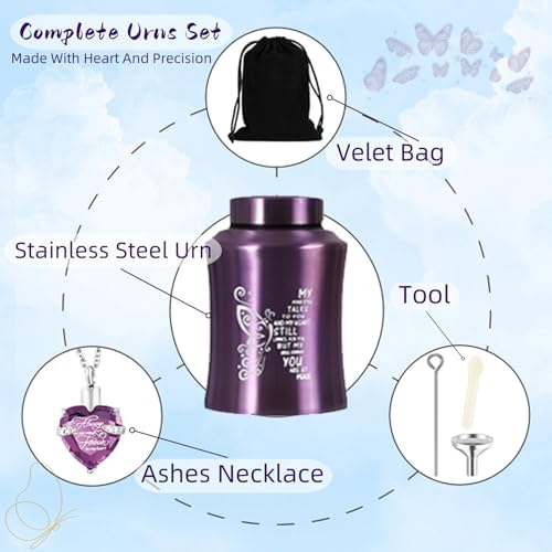 ANTESCORT Decorative Urn for Human Ashes Stainless Steel Large Butterfly Design