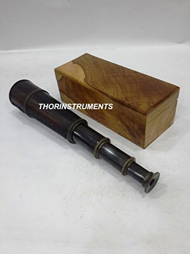 Vintage Bronze Telescope with Natural Wooden Box