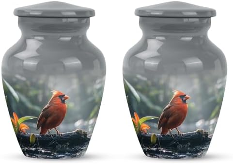 MUKTIVE Cardinal Urns for Human Ashes Mini Set of 2 Gray Decorative Classic
