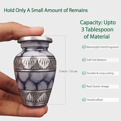 Small Cremation Urn with Velvet Case and Funnel - White Mini Keepsake for Family Pet or Loved Ones