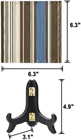 Wooden Stand Ceramic Desk Plaque with Ethnic Stripes
