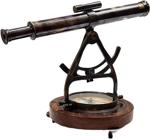 Antique Brass Alidade Telescope with Compass